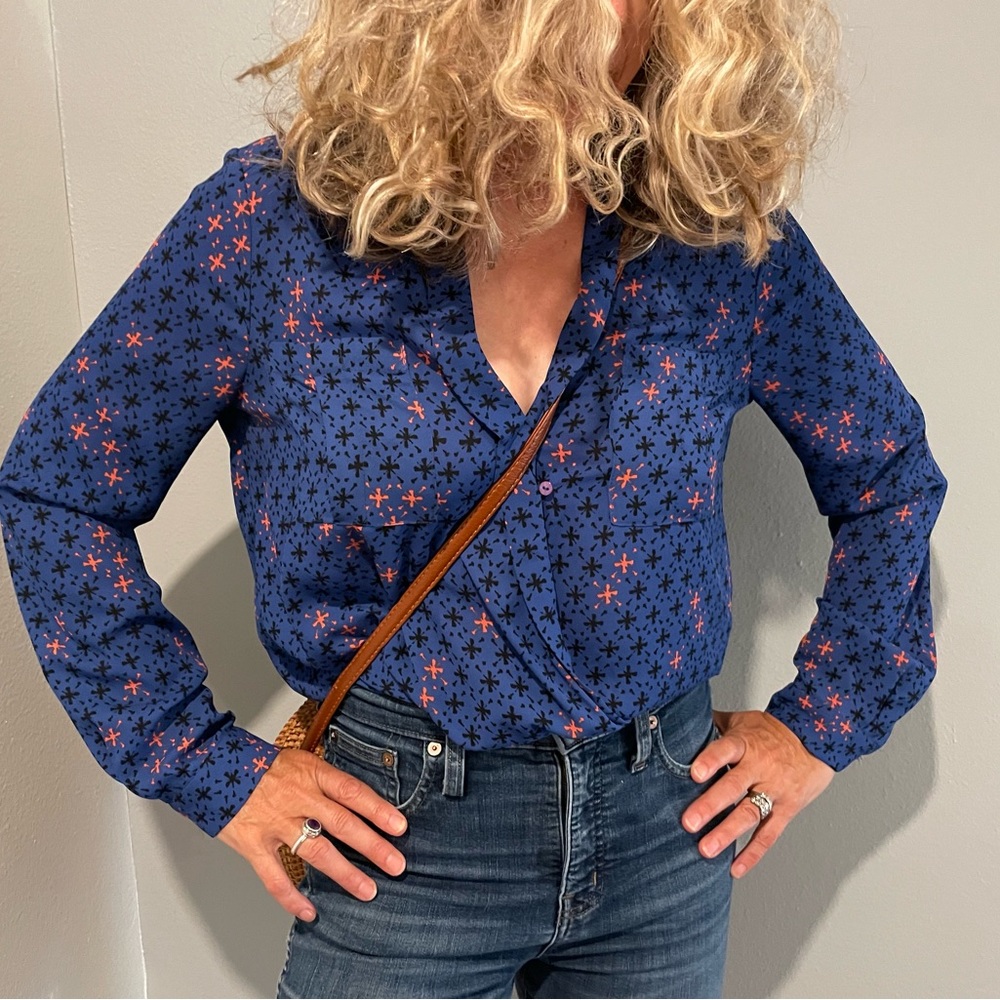 Anthropologie Blouse - Blue & Pink